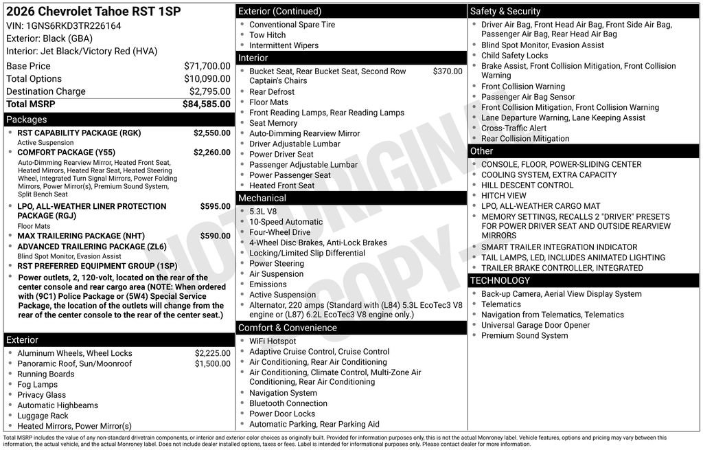 Used 2026 Chevrolet Tahoe RST w/ RST Capability Package image 21