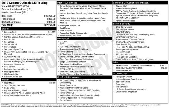 Used 2017 Subaru Outback 2.5i Touring image 19