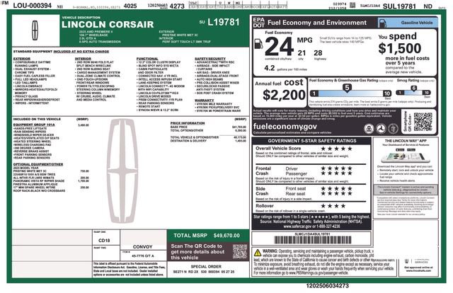 Certified 2025 Lincoln Corsair AWD w/ Equipment Group 101A image 36