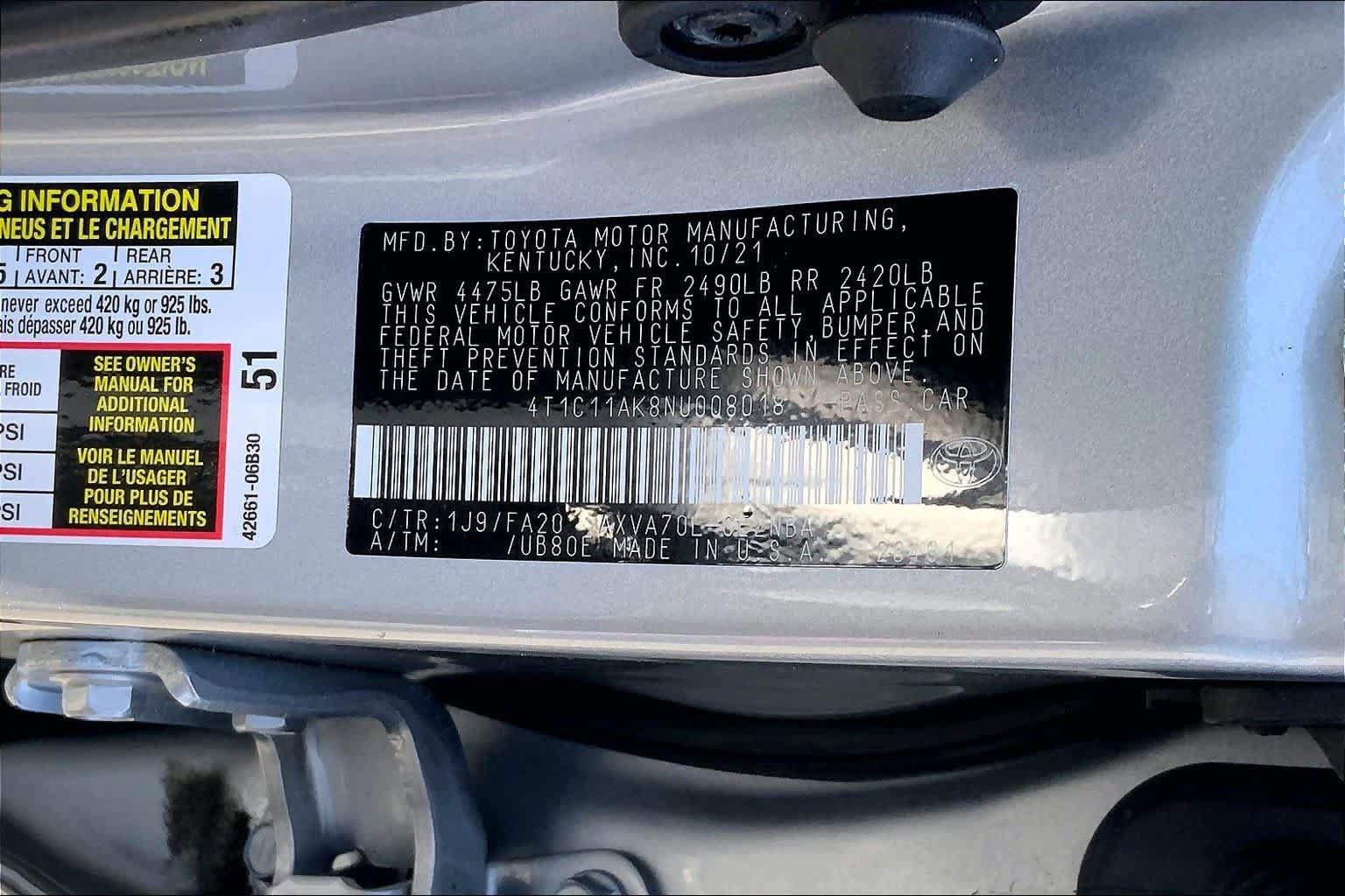 Used 2022 Toyota Camry LE w/ Carpet Mat Package (TMS) FWD image 35