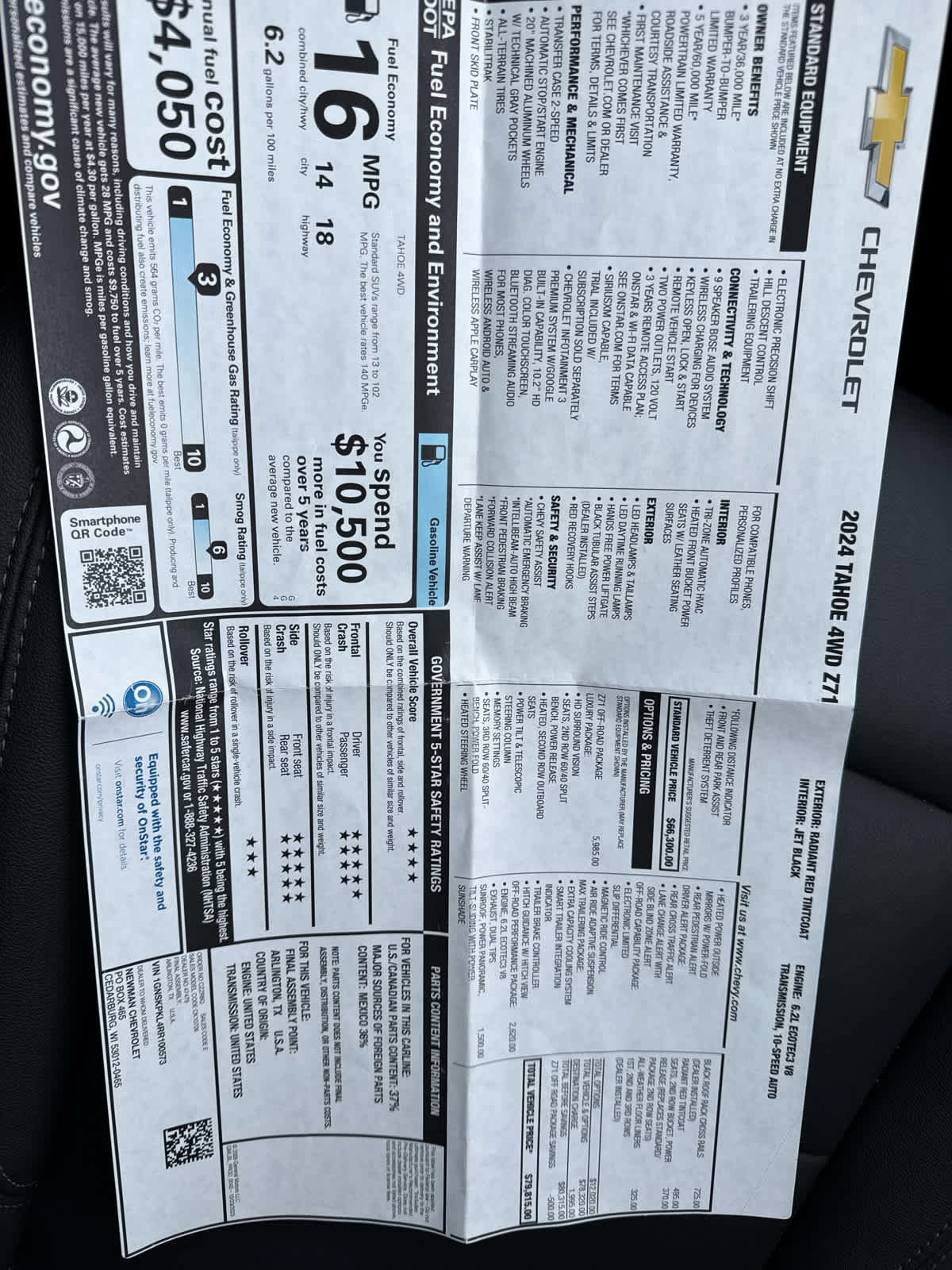 Used 2024 Chevrolet Tahoe Z71 w/ Z71 Off-Road Package image 35