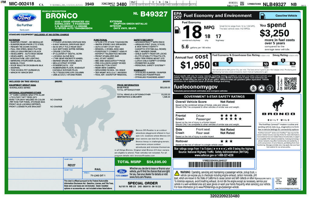Certified 2022 Ford Bronco Everglades AWD/4WD image 3
