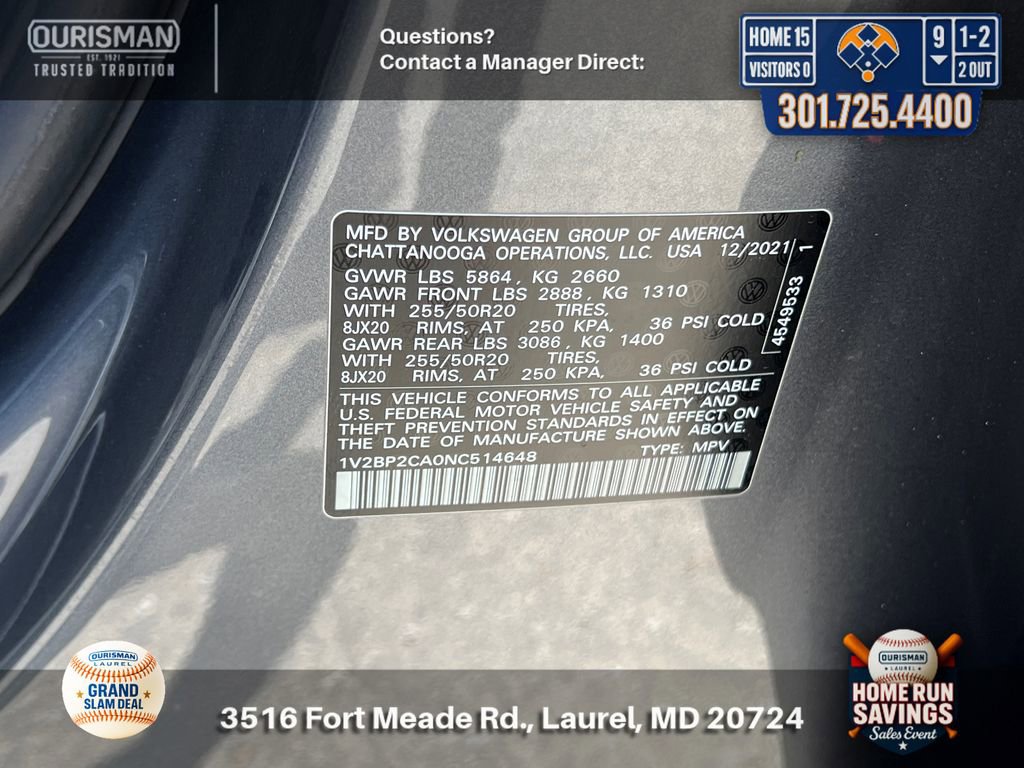 Used 2022 Volkswagen Atlas SEL AWD/4WD image 33