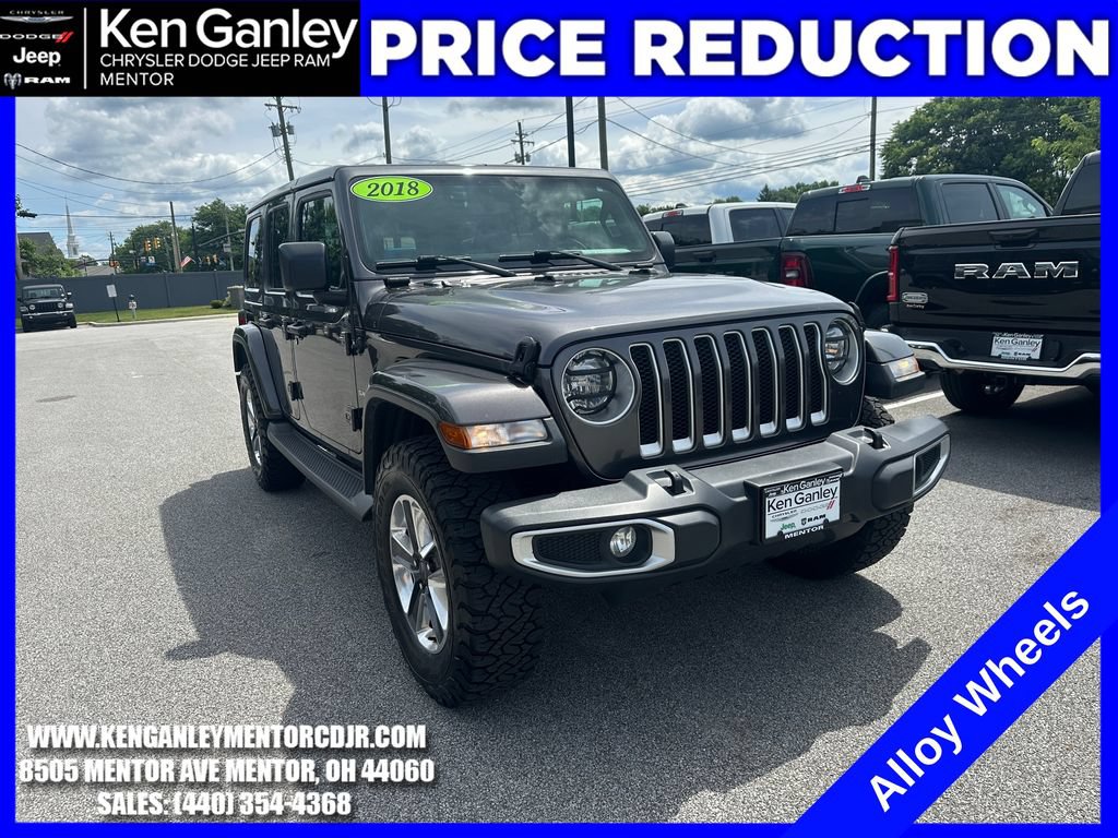 Used 2018 Jeep Wrangler Unlimited Sahara w/ Uconnect 4C Nav & Sound Group AWD/4WD image 1