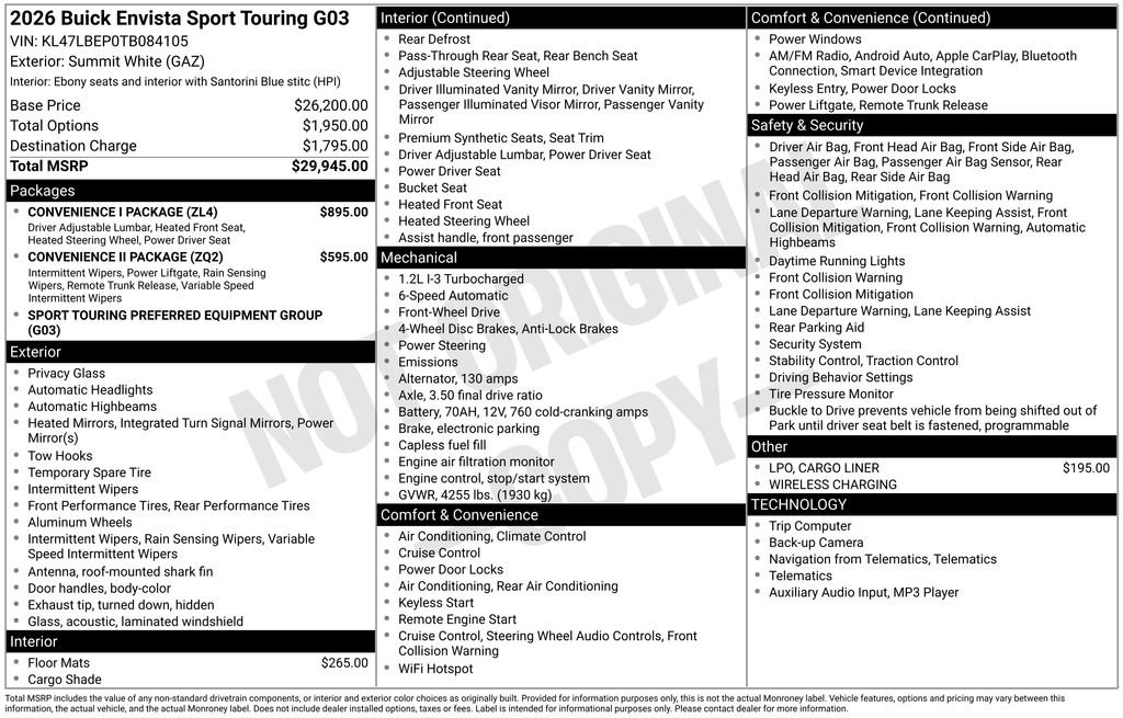 New 2026 Buick Envista Sport Touring w/ Convenience I Package image 26