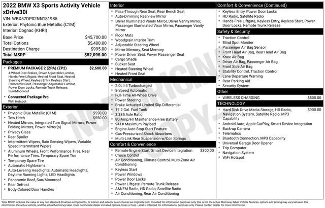Used 2022 BMW X3 xDrive30i w/ Premium Package 2 (ZPA) image 5