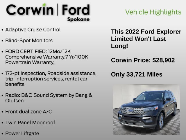 Certified 2022 Ford Explorer Limited w/ Class IV Trailer Tow Package AWD/4WD image 7