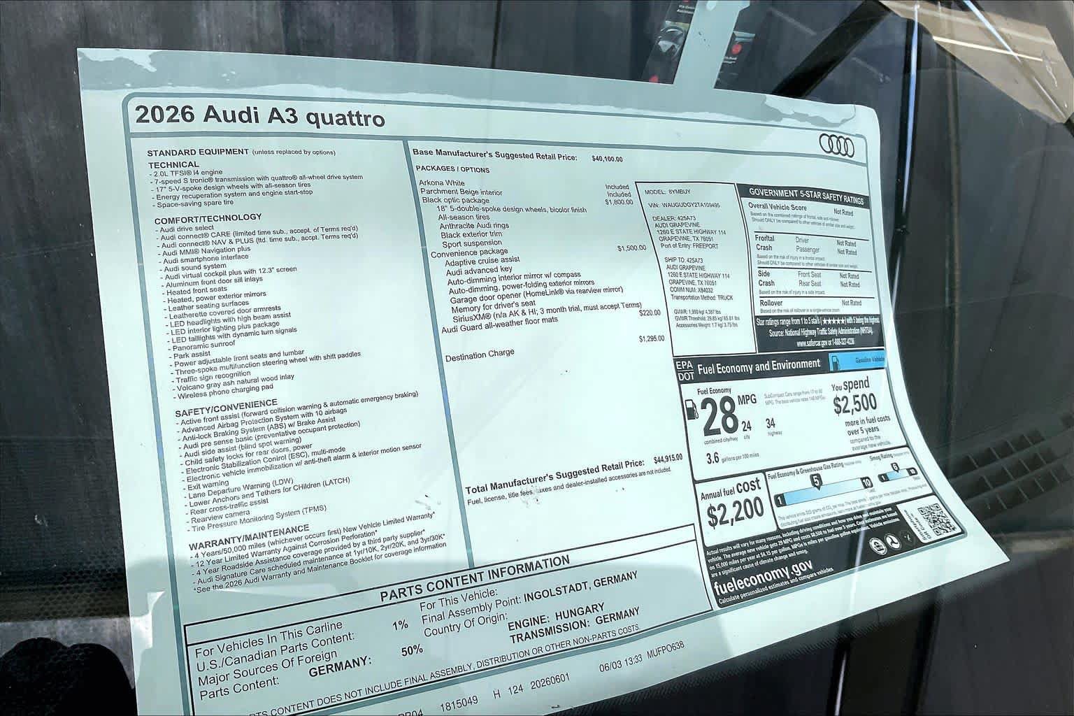 New 2026 Audi A3 2.0T Premium w/ Black Optic Package AWD/4WD image 19