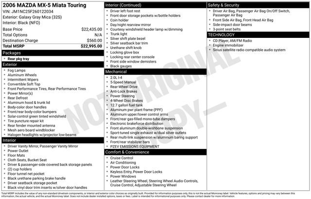 Used 2006 MAZDA MX-5 Miata Touring RWD image 1