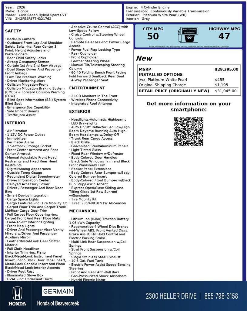 Certified 2026 Honda Civic Sport image 31