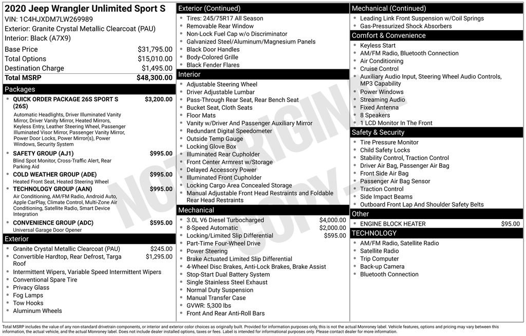 Used 2020 Jeep Wrangler Unlimited Sport S image 32