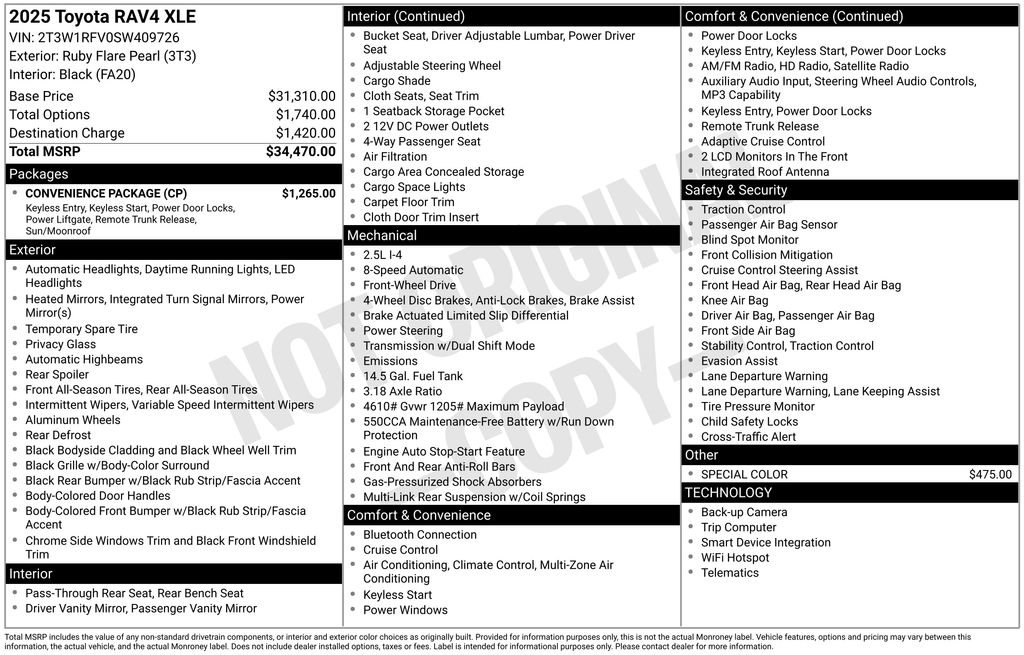 Used 2025 Toyota RAV4 XLE w/ Convenience Package FWD image 10