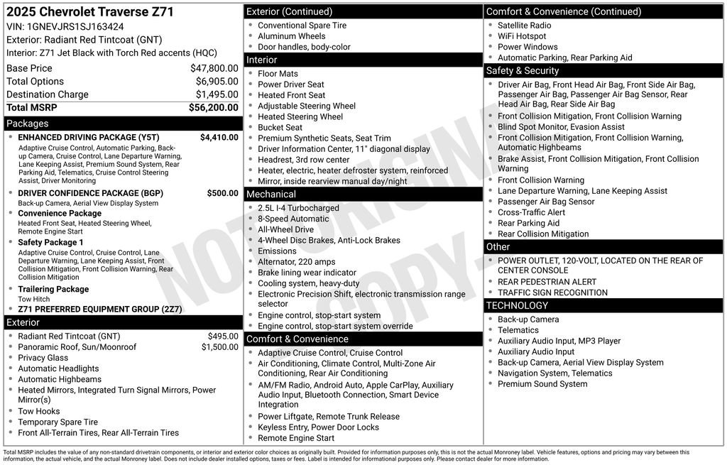 Used 2025 Chevrolet Traverse Z71 w/ Enhanced Driving Package AWD/4WD image 6