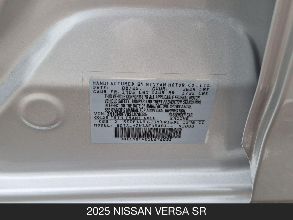 Certified 2025 Nissan Versa SR w/ Trunk Package FWD image 24