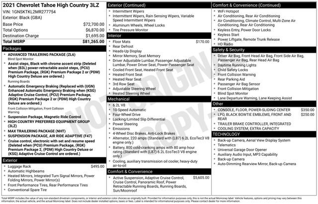 Used 2021 Chevrolet Tahoe High Country image 2