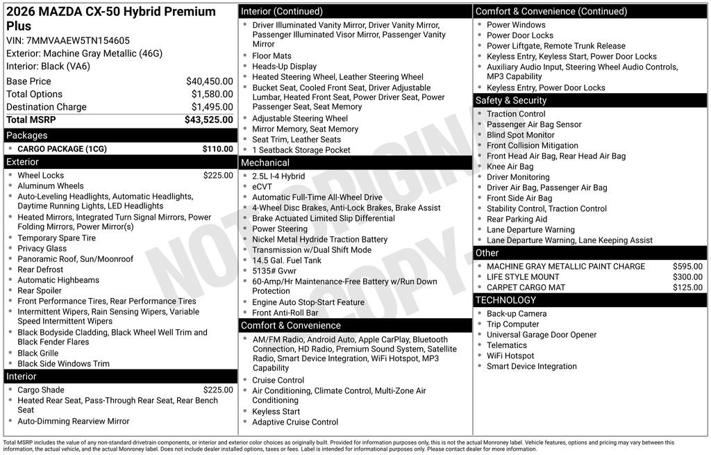 New 2026 MAZDA CX-50 2.5 Hybrid w/ Cargo Package image 3