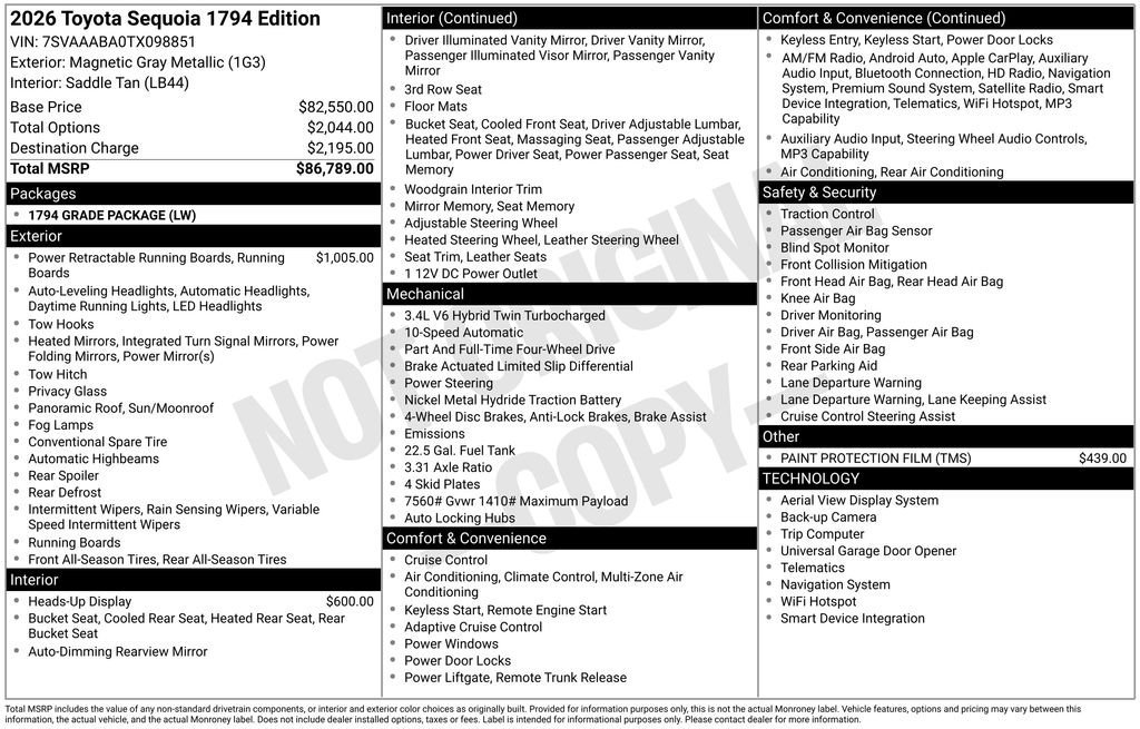 New 2026 Toyota Sequoia 1794 Edition AWD/4WD image 7