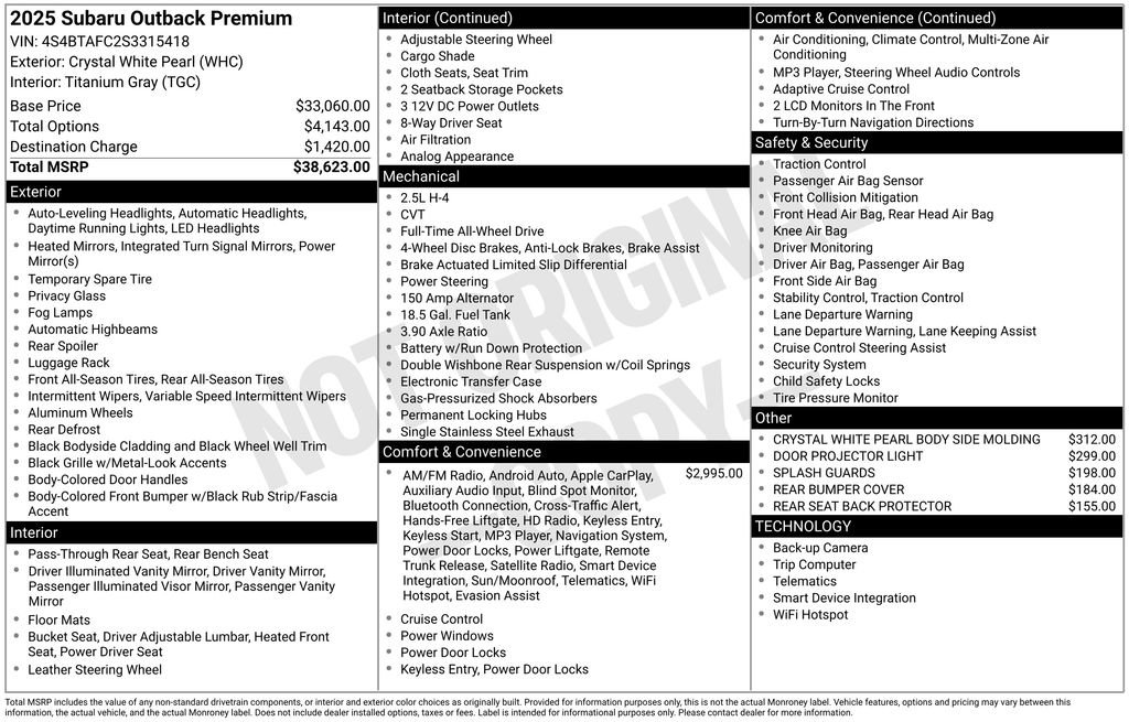 Certified 2025 Subaru Outback Premium image 8