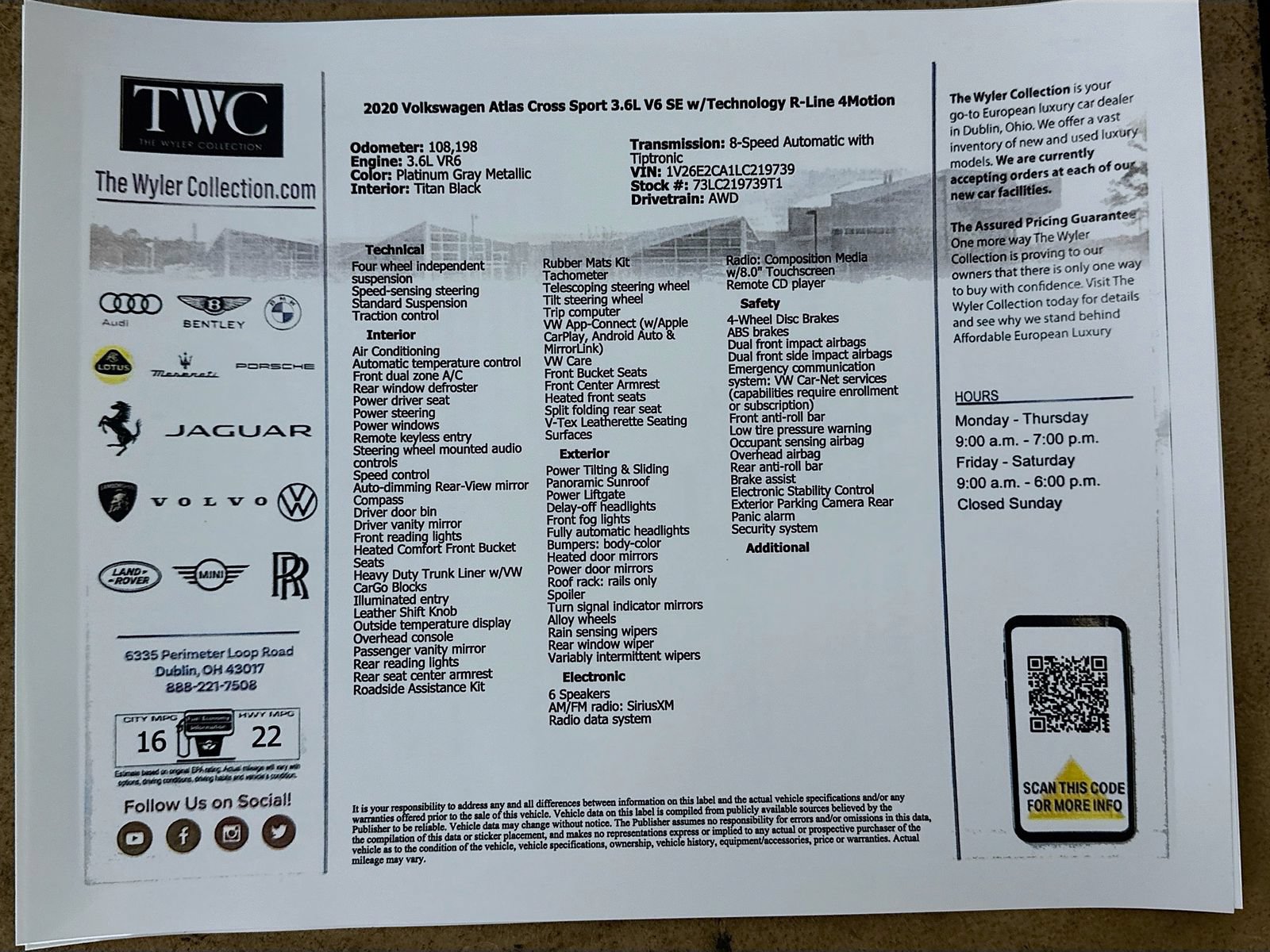 Used 2020 Volkswagen Atlas Cross Sport SE w/ Panoramic Sunroof Package AWD/4WD image 47