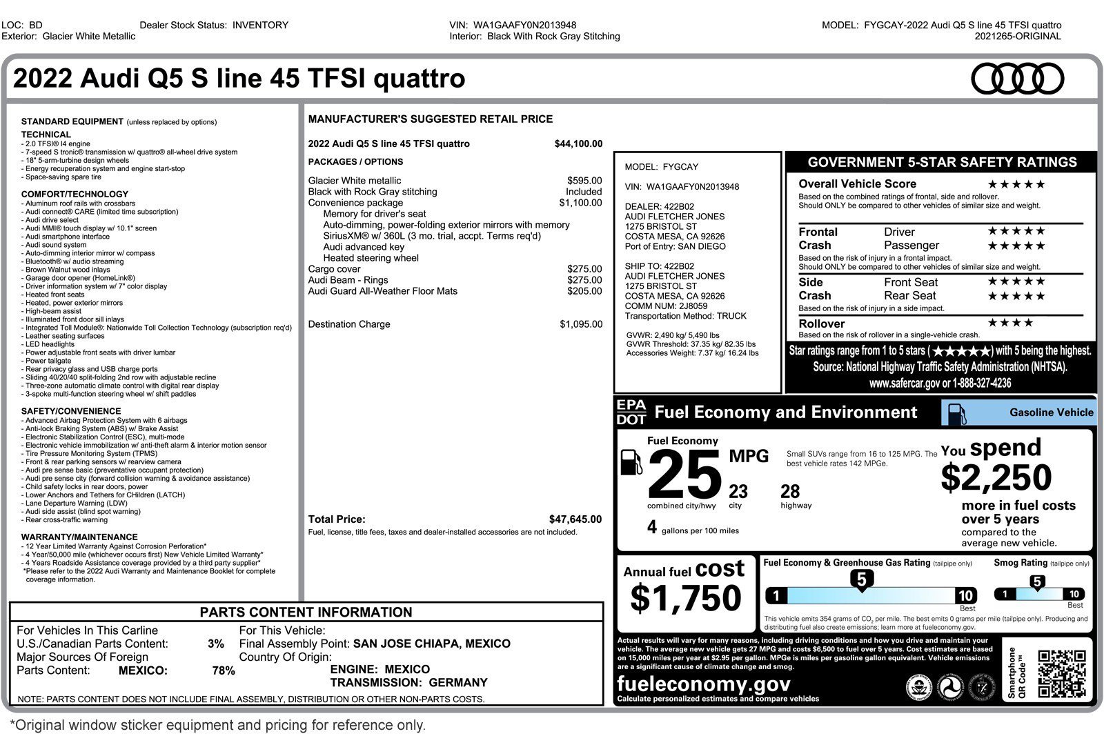 Used 2022 Audi Q5 2.0T Premium w/ Convenience Package image 2