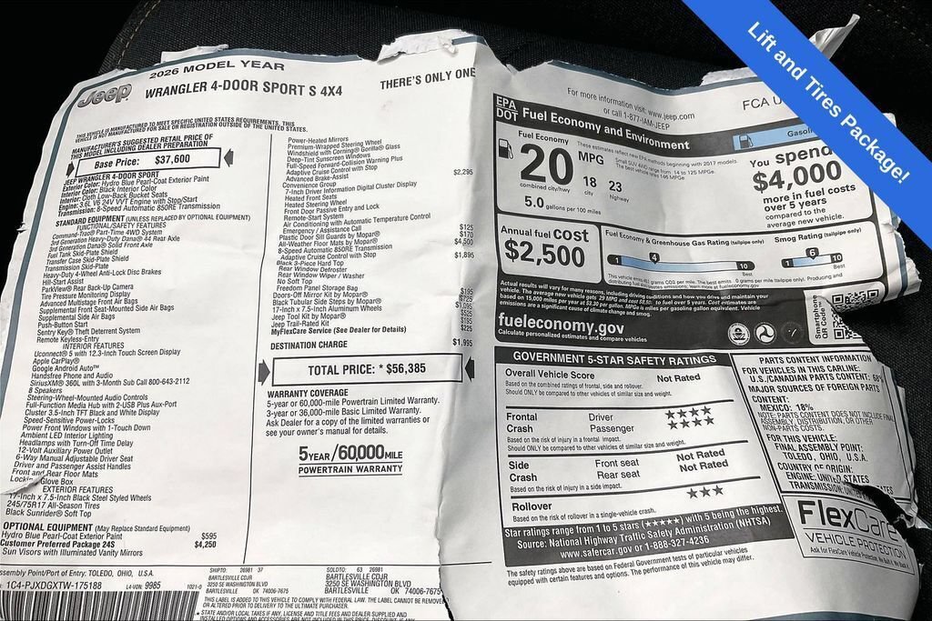 New 2026 Jeep Wrangler Unlimited Sport AWD/4WD image 14