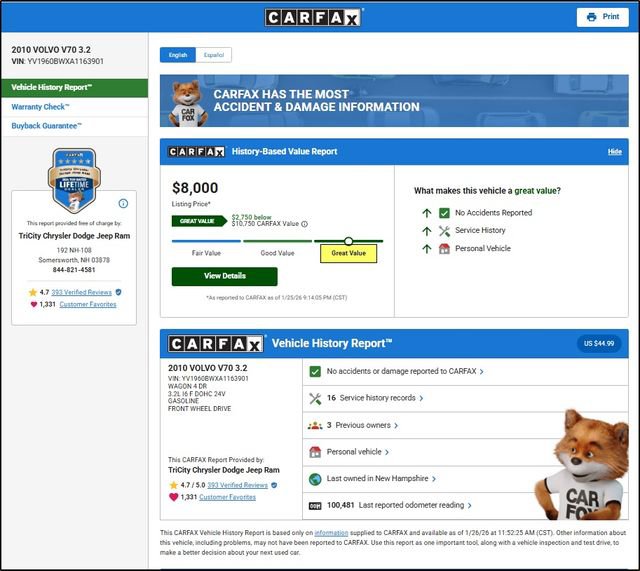 Used 2010 Volvo V70 image 10