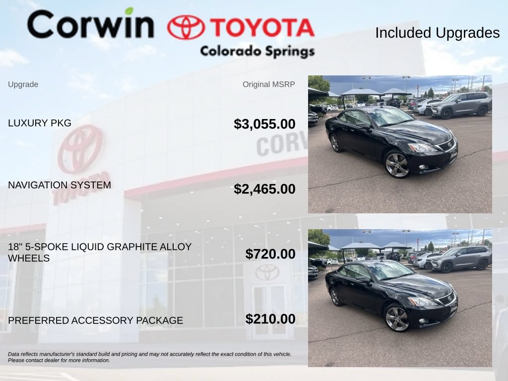 Used 2010 Lexus IS 350C w/ Luxury Pkg RWD image 8