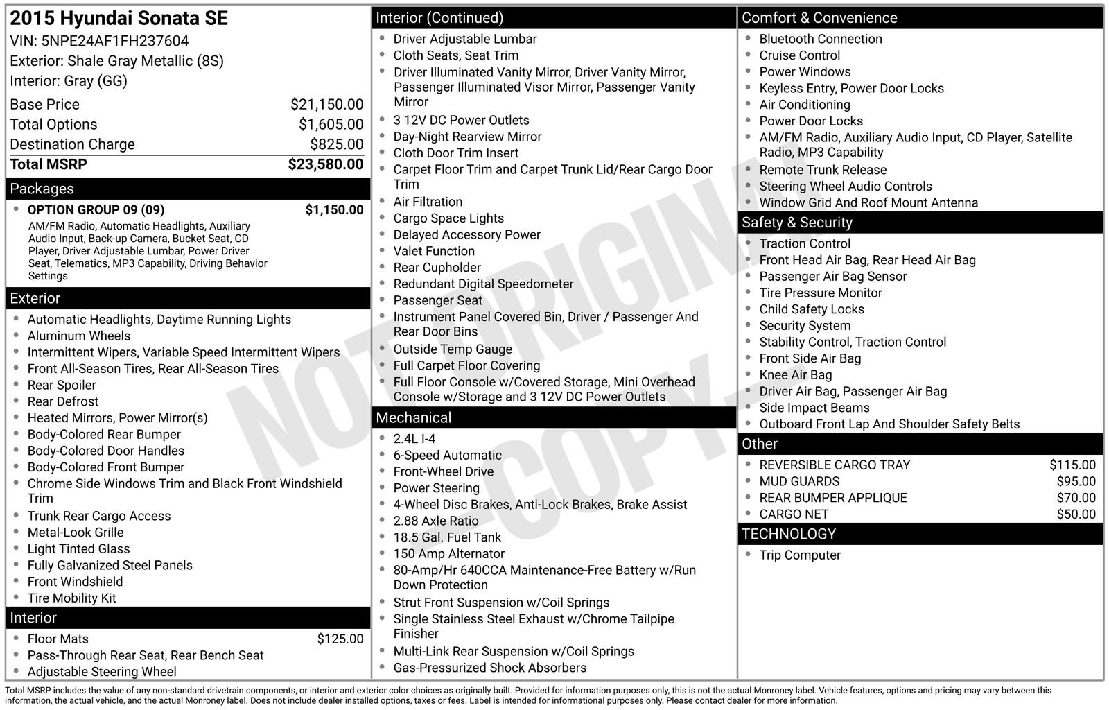Used 2015 Hyundai Sonata SE w/ Option Group 09 image 24