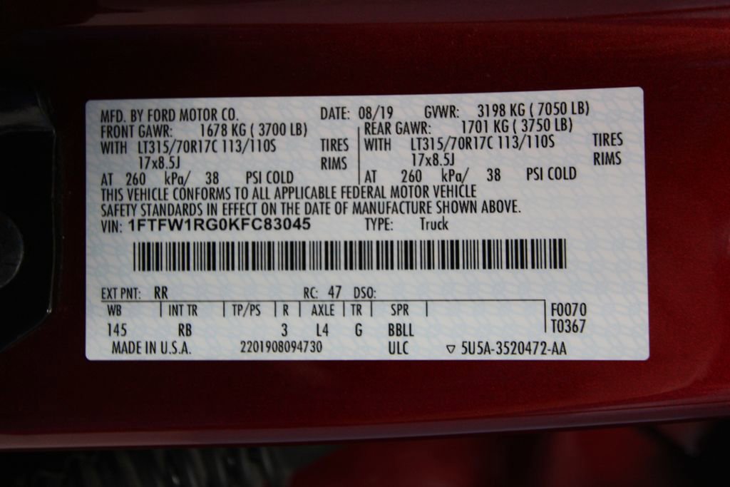 Used 2019 Ford F150 Raptor w/ Equipment Group 802A Luxury image 46