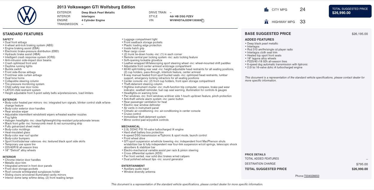 Used 2013 Volkswagen GTI Wolfsburg Edition FWD image 2