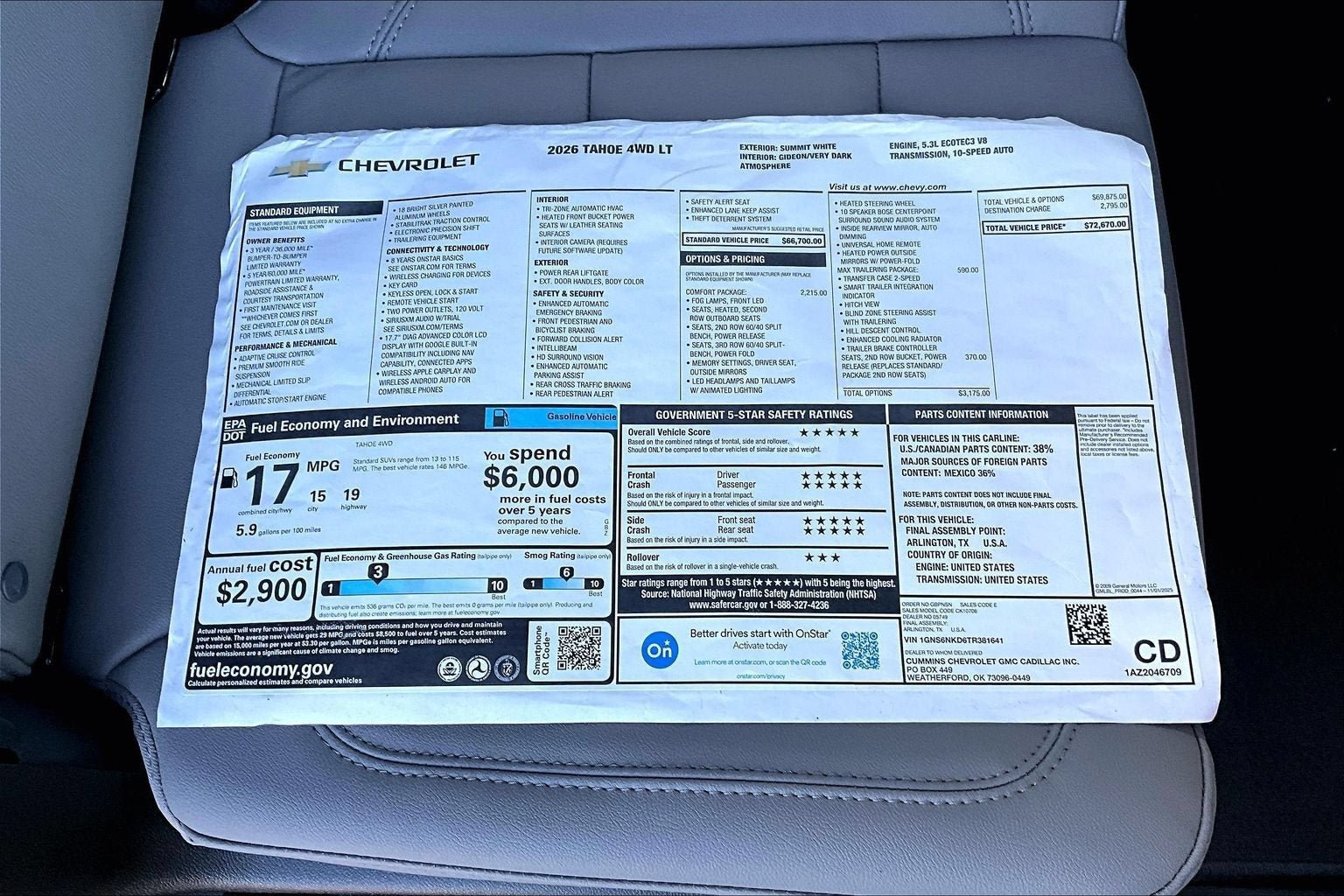 New 2026 Chevrolet Tahoe LT w/ Comfort Package AWD/4WD image 14