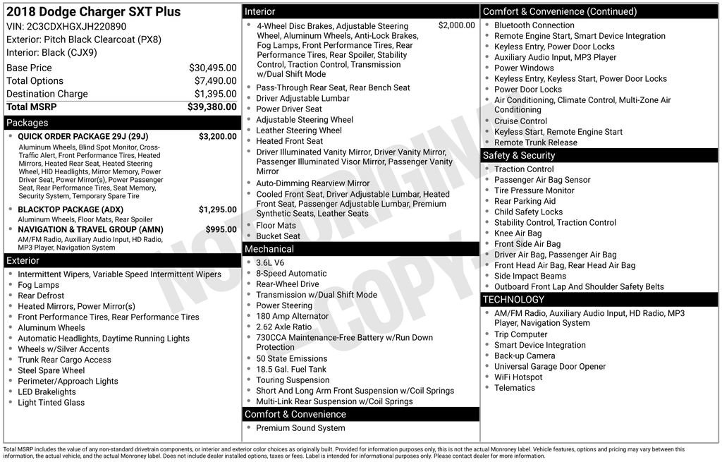 Used 2018 Dodge Charger SXT Plus w/ Quick Order Package 29J image 27