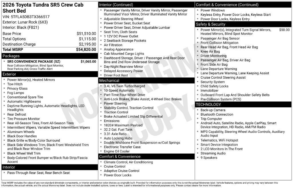 Used 2026 Toyota Tundra SR5 w/ SR5 Convenience Package AWD/4WD image 37
