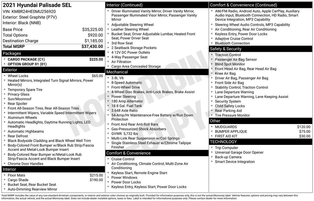 Used 2021 Hyundai Palisade SEL w/ Cargo Package FWD image 10
