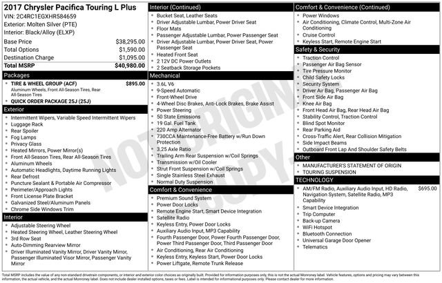 Used 2017 Chrysler Pacifica Touring-L Plus w/ Tire & Wheel Group image 5