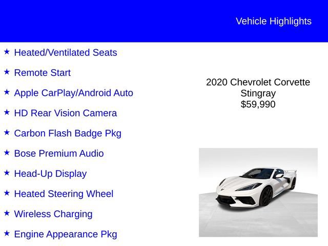 Used 2020 Chevrolet Corvette Stingray Preferred Cpe w/ 2LT Preferred Equipment Group RWD image 2