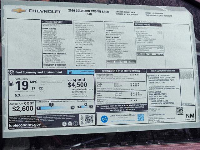 New 2026 Chevrolet Colorado W/T w/ WT Custom Package image 18