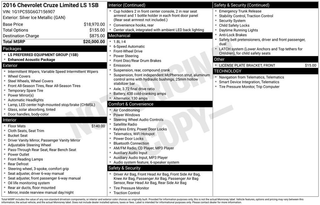 Used 2016 Chevrolet Cruze LS image 4