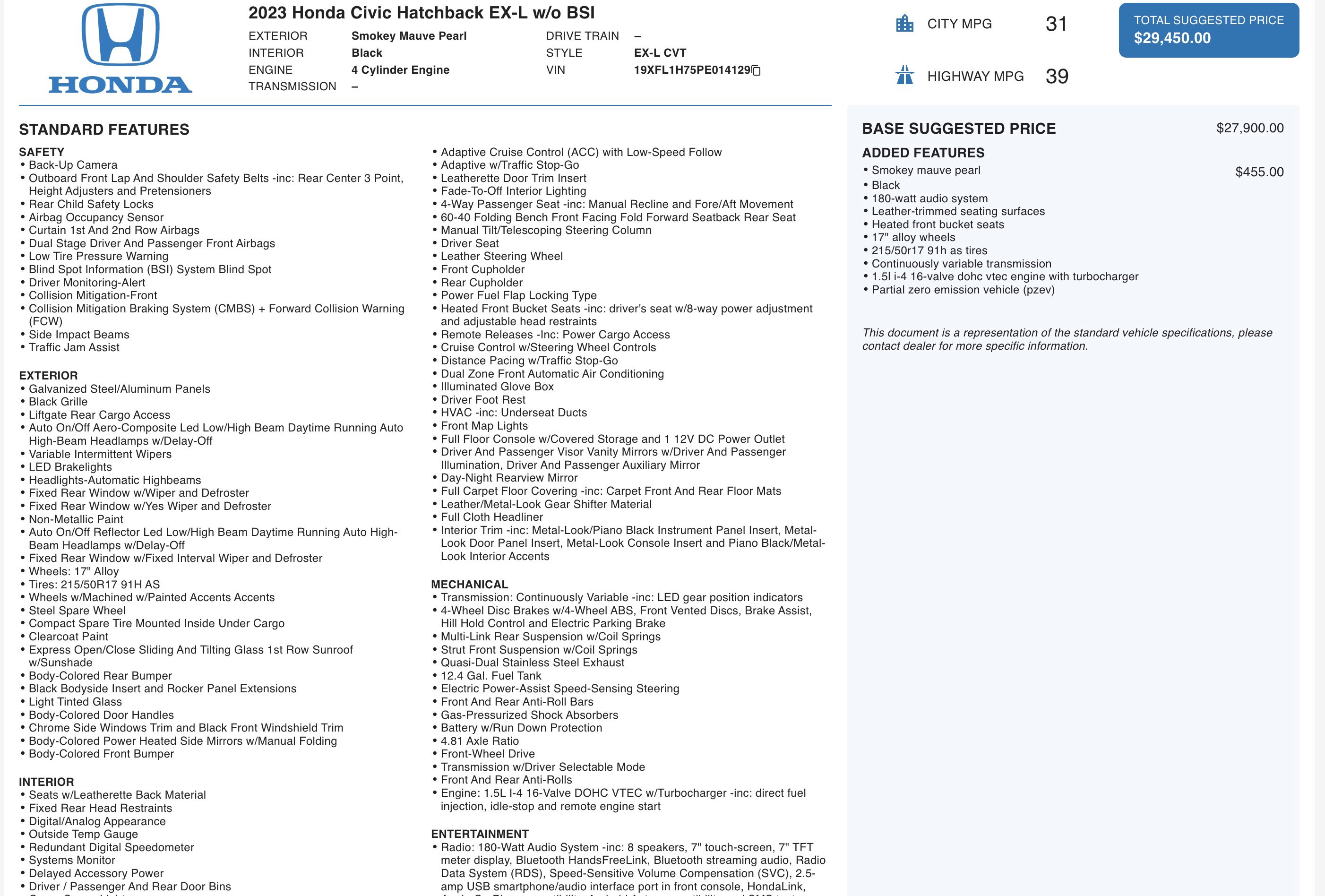 Used 2023 Honda Civic EX-L image 2