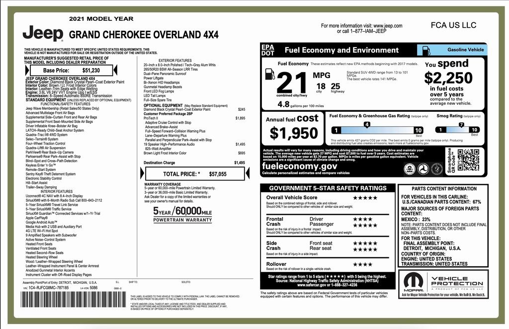 Certified 2021 Jeep Grand Cherokee Overland image 2