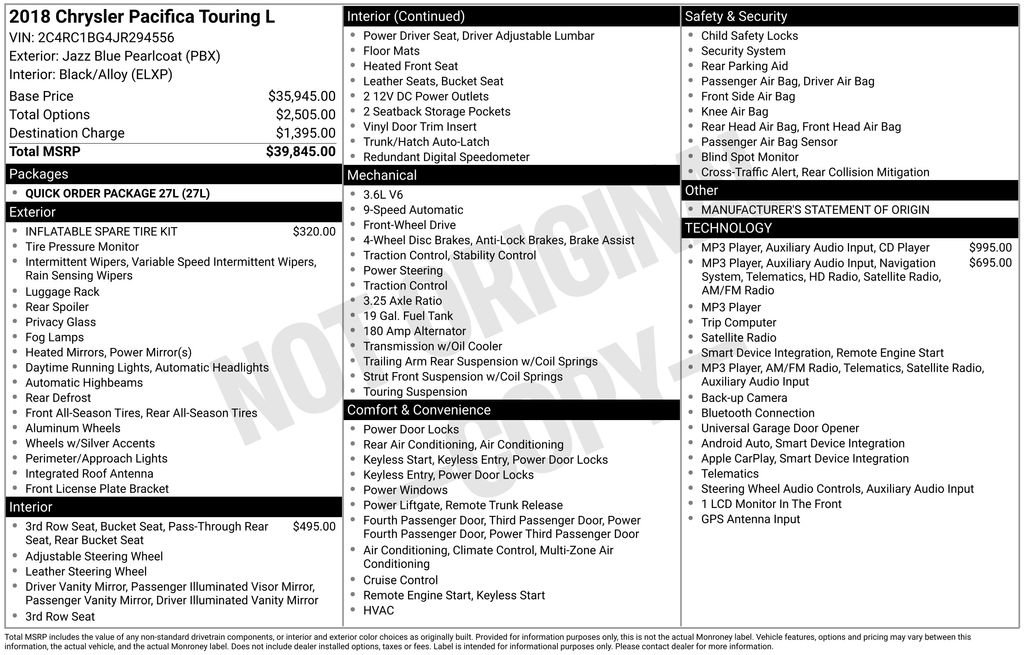 Used 2018 Chrysler Pacifica Touring-L FWD image 10