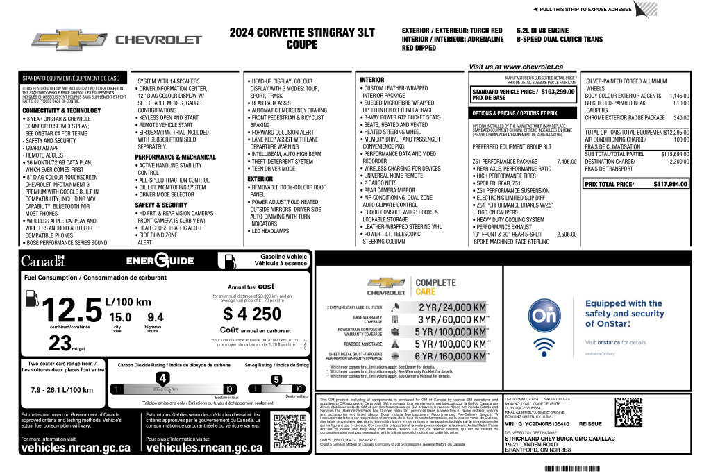 Used 2024 Chevrolet Corvette Stingray Premium Cpe w/ Z51 Performance Package RWD image 3