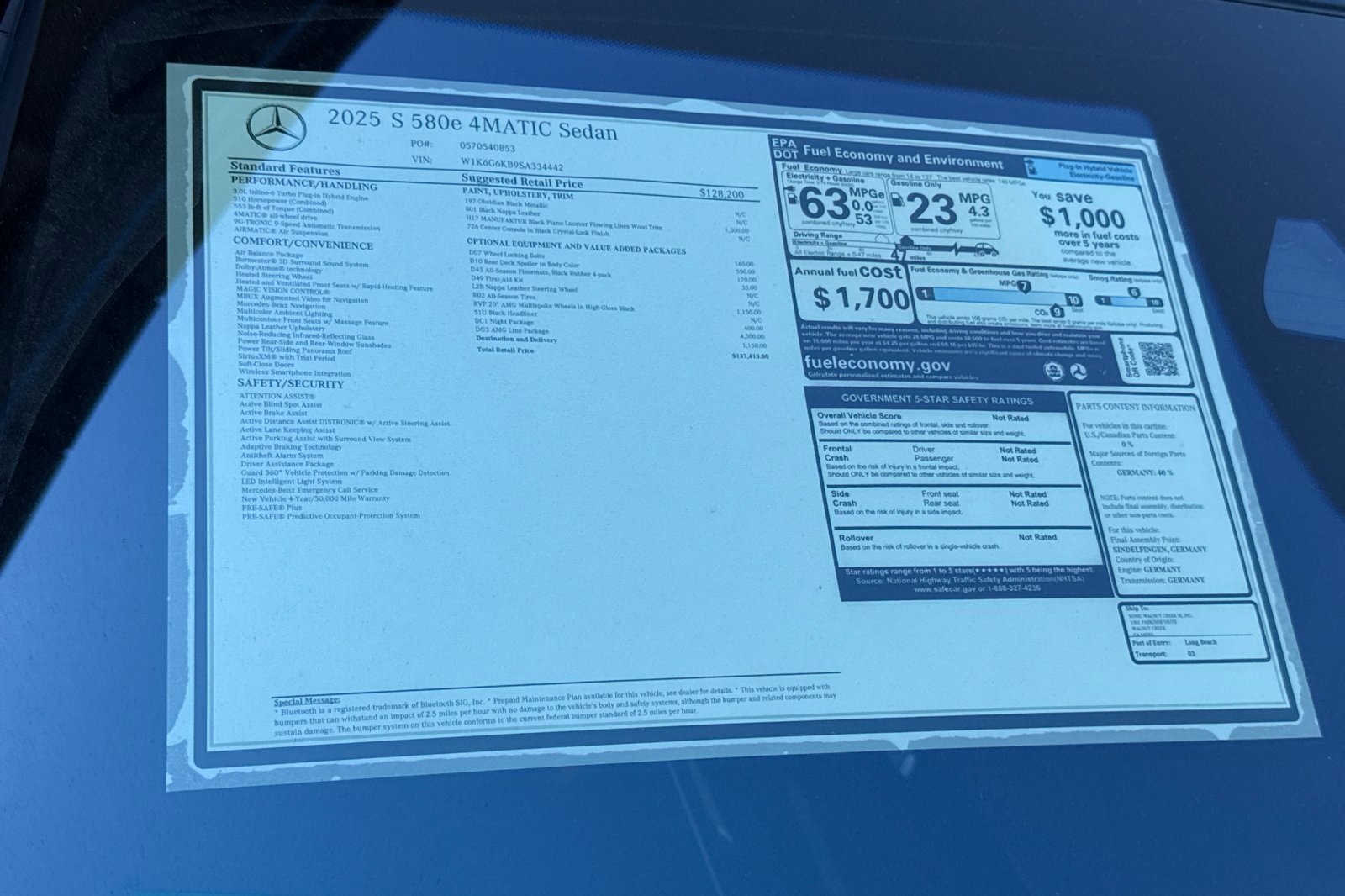 New 2025 Mercedes-Benz S 580e 4MATIC Sedan image 39