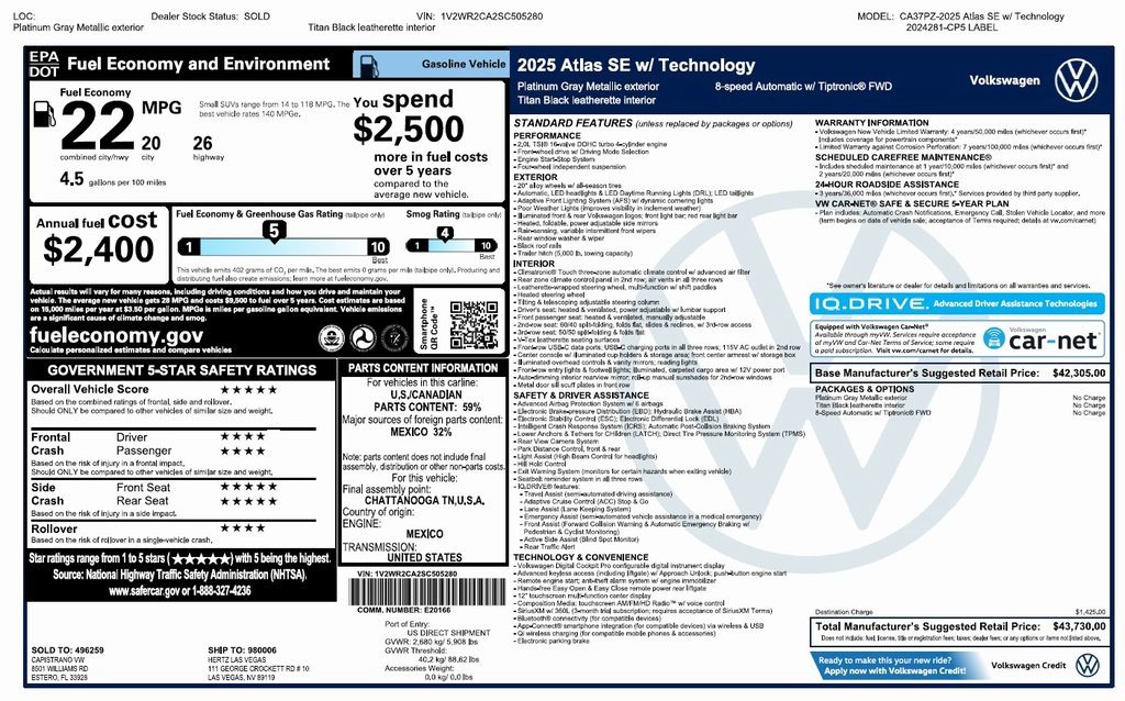 Used 2025 Volkswagen Atlas SE image 4