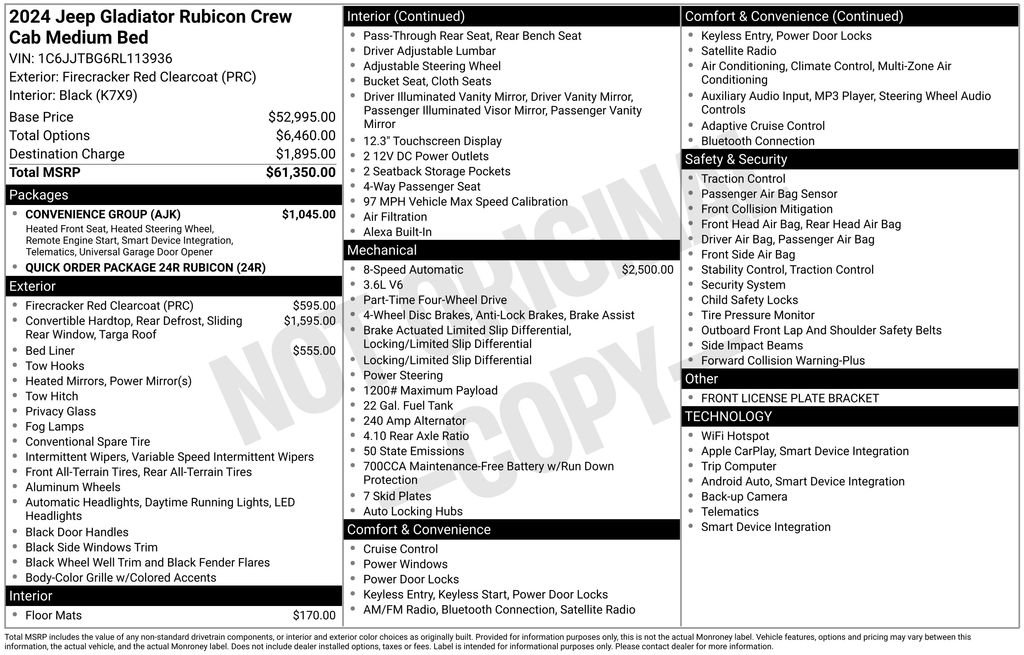 Used 2024 Jeep Gladiator Rubicon w/ Convenience Group image 36