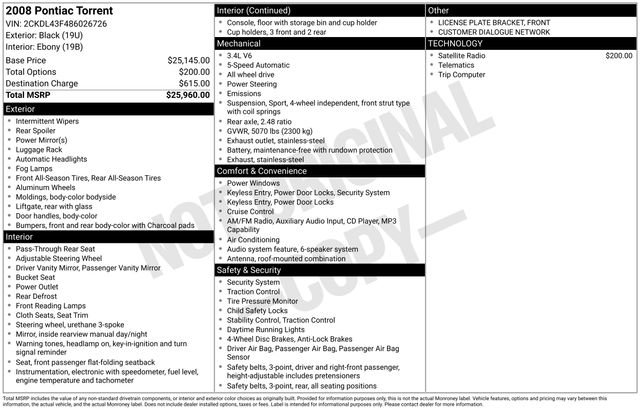 Used 2008 Pontiac Torrent AWD