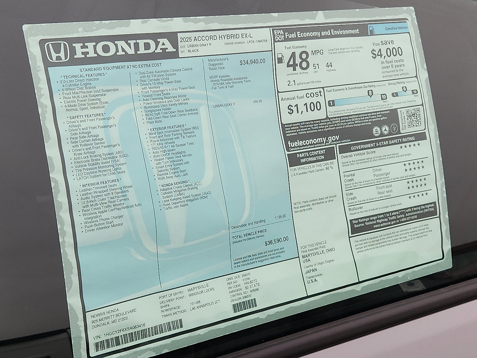 New 2025 Honda Accord EX-L image 18