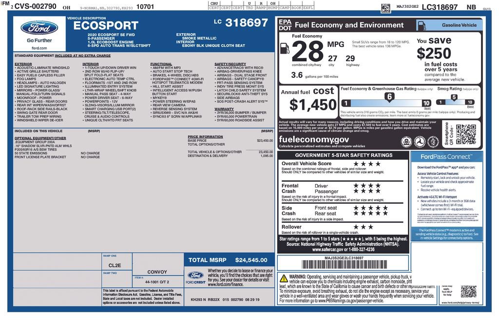 Used 2020 Ford EcoSport SE image 9