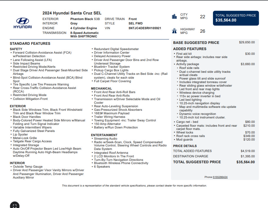 Used 2024 Hyundai Santa Cruz SEL w/ Activity Package FWD image 47