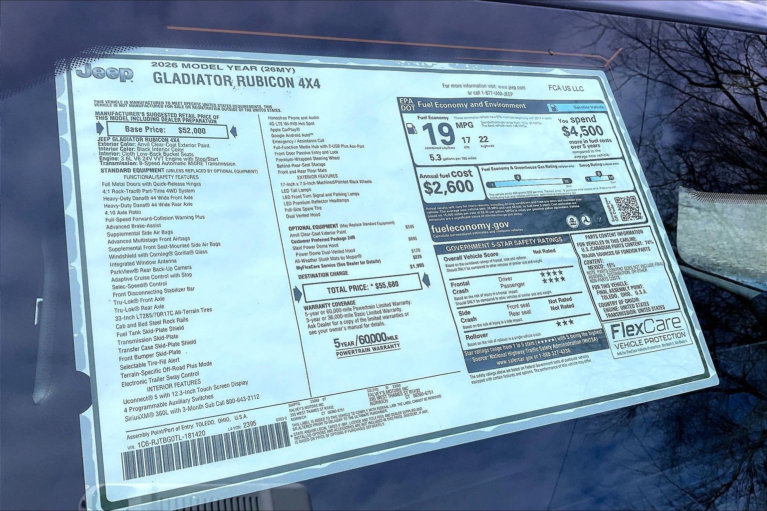 New 2026 Jeep Gladiator Rubicon w/ Steel Power Dome Hood Package image 14